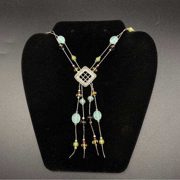 NETA .925 Silver Boho Crystal Beads Artisan Designed Necklace - Picture 1 of 12